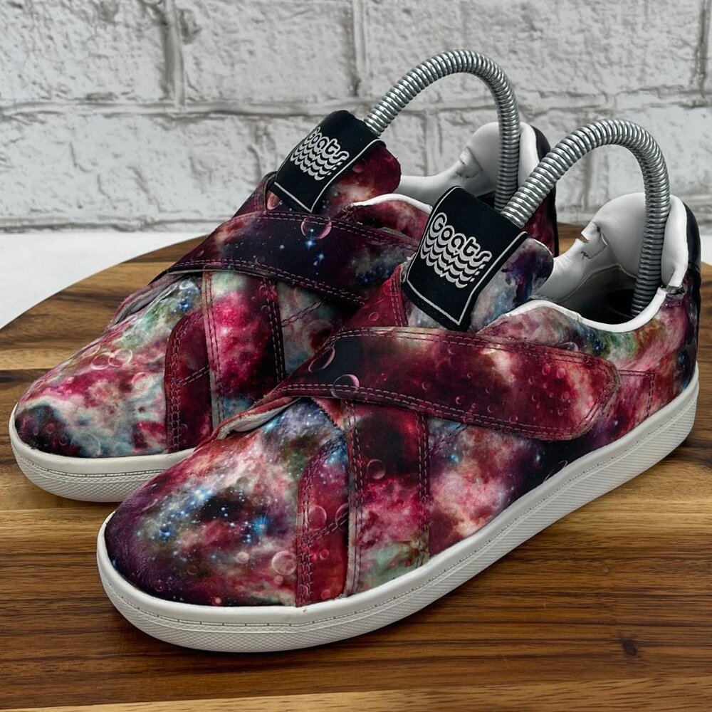 Goats Youth Kids Sz. 3 Galaxy Nebula Space Print Hook & Loop Sneakers Shoes